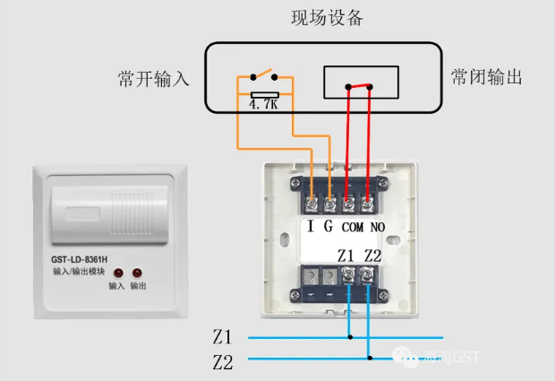 云南云南海湾消防GST-LD-8361H两线制模块接线图