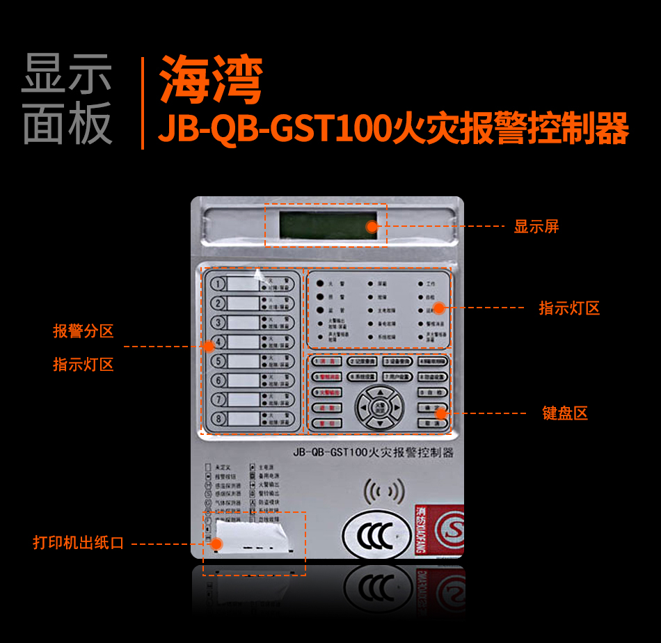 云南海湾JB-QB-GST100云南火灾报警控制器显示面板